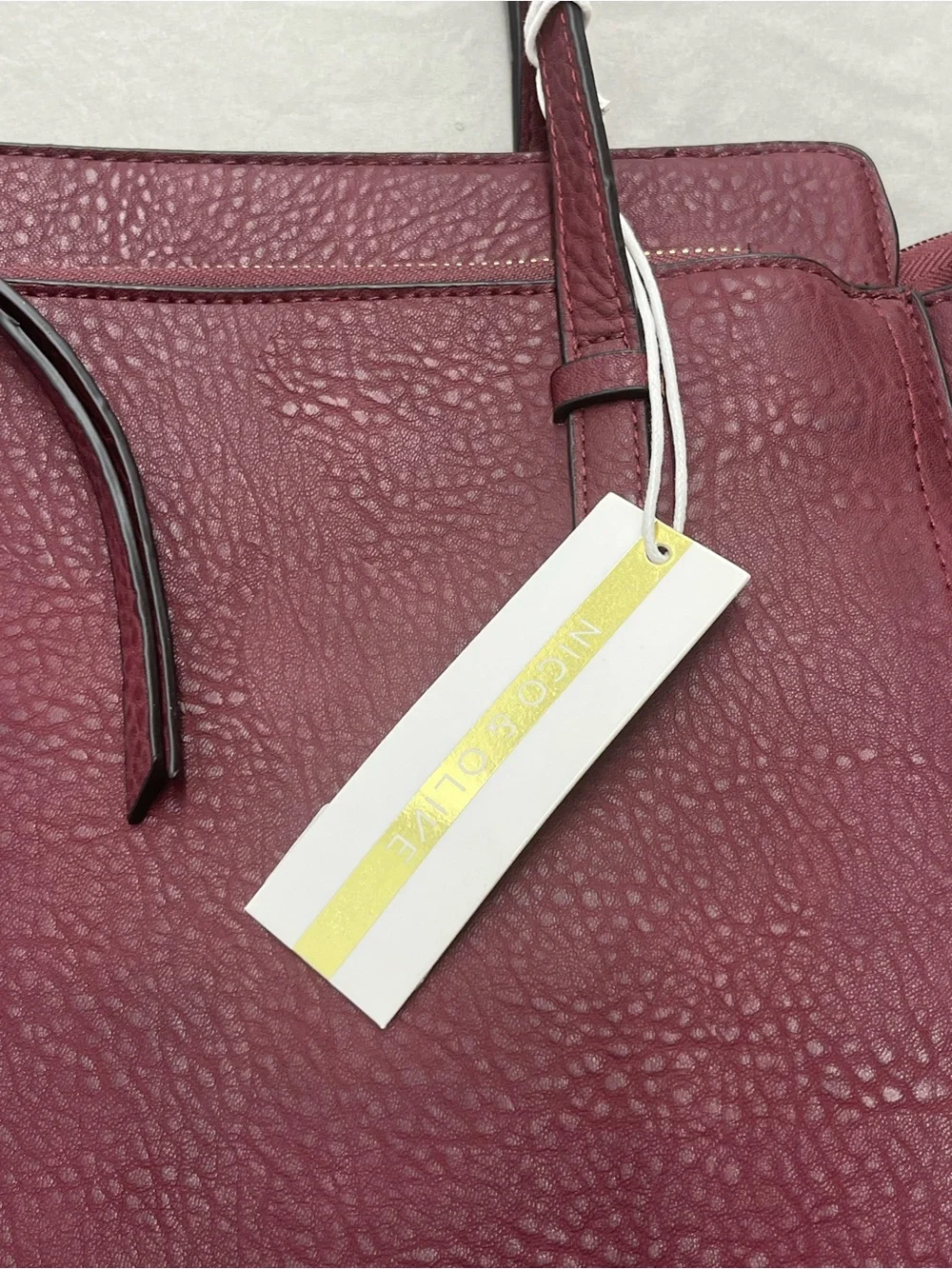 Nico & Olive Structured Women's Tote Bag in Wine Red New with Tags